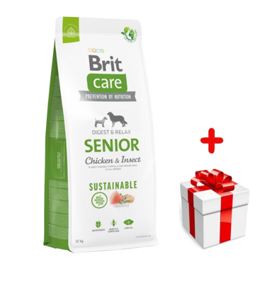 BRIT CARE Care Dog Sustainable Senior Chicken & Insect 12kg+Surprise