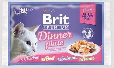 Brit Cat Pouch Jelly Fillet Dinner Plate (4x85g)