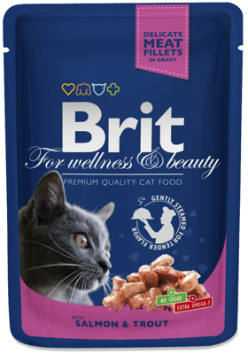 Brit Premium Cat pour chats adultes avec du saumon et de la truite 100g