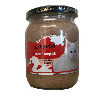 Leopold nourriture pour chats à base de viande de lapin 500g ( bocal)