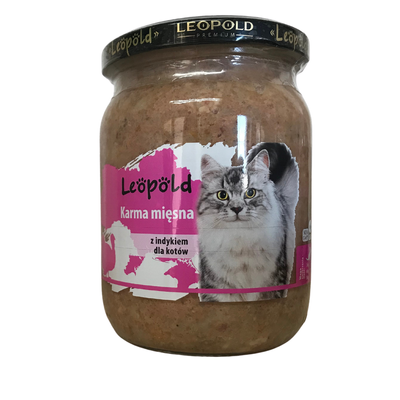 Leopold nourriture pour chats avec dinde 500g ( bocal)