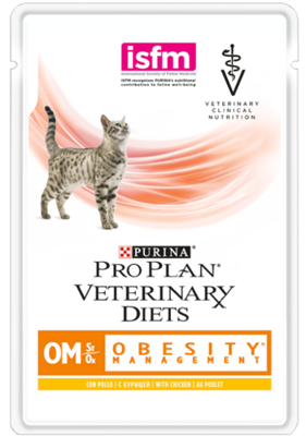 PRO PLAN Veterinary Diets OM St/Ox Obesity Management Croquettes pour chat avec poulet 85g