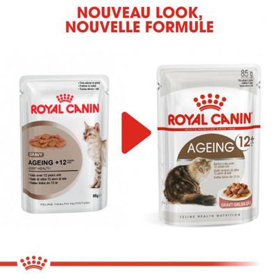 Royal Canin Ageing +12 12x85g +  GIMBORN Gim Cat Paste Anti-Hairball Duo malt avec poulet 50g