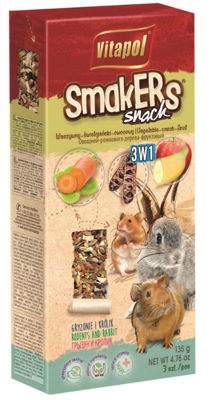 Vitapol Smakers 3en1 pour rongeurs et lapins (légumes / fraises / fruits) 3pcs