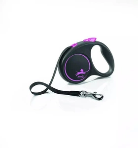 Flexi Laisse Noir Design M sangle 5m Jusqu'à 25kg Rose + Surprise Gratuite pour votre Chien