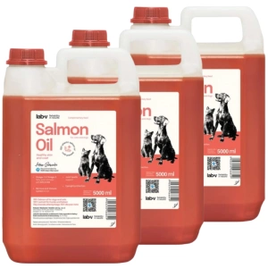 Lab-V 100% huile de saumon pour chiens et chats de tous âges 3x5000 ml pressée à froid